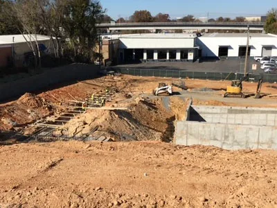 Excavation and foundation work in progress
